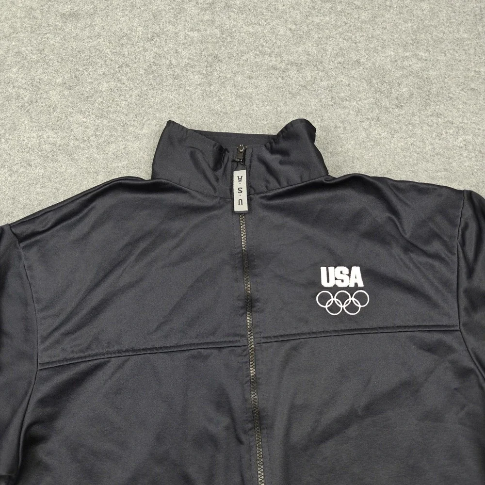 Vintage USA Olympic Track Jacket Mens XL Blue Olympics Full Zip Made USA Fleece